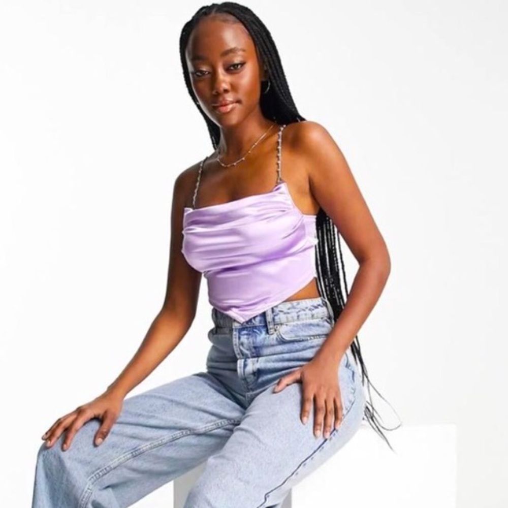 Lilac Chain Strap Satin party top